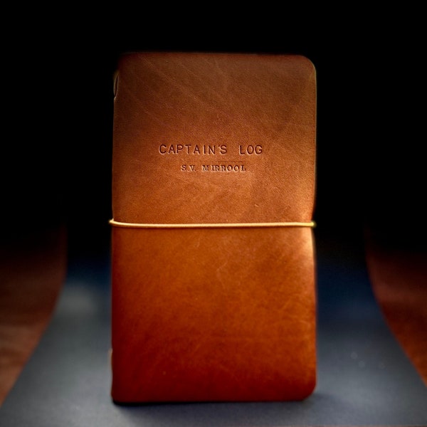 No.1 Captain's Log. Customised For Your Vessel. Handmade Leather Ships Logbook.