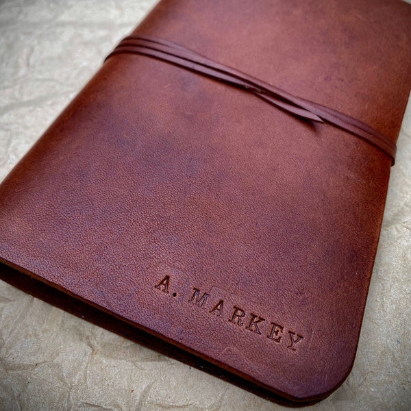 No.4 Personalised Leather Notebook. Handmade Leather Diary, Journal. 100% Full Grain Leather. Customised. A Great Gift.