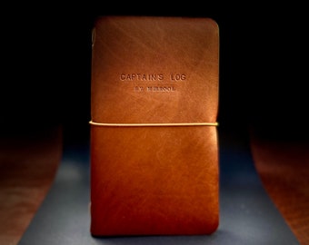 No.1 Captain's Log. Customised For Your Vessel. Handmade Leather Ships Logbook.