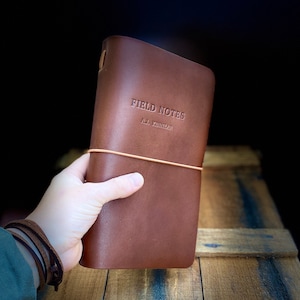 No.10 A5 Custom Leather Field Notes. Handmade Leather Diary, Journal, Notebook. 100% Full Grain Leather. Customised. A Great Gift.