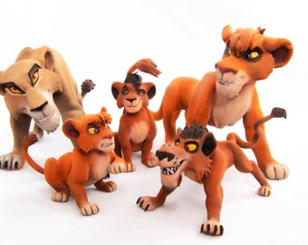 Lions Kings Bundle save 30% - Kovu Nuka Vitani Zira  Animal Art Figure Miniature Disney Hakuna Matata handmade stand wild nature