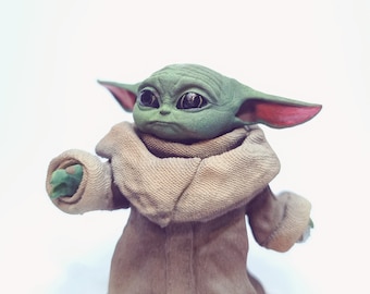 Baby Yoda Grogu Figurine, Handpainted Realistic Madnalorian Star Wars Disney Toy Toy Birthday Gifts for Kids  Gift for Him Her