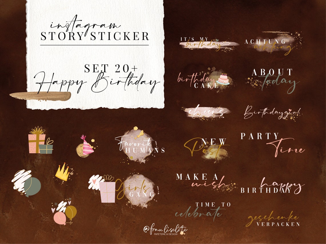 SET20 Instagram Story stickers JOYEUX ANNIVERSAIRE Etsy France