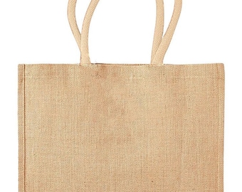 À PERSONNALISER - Grand sac cabas en toile de jute pour plage/vacances/courses/marché/voyage/sport/week-end/travail