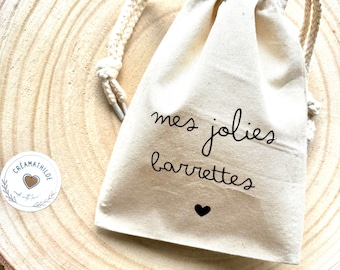 Mini pochon "Mes jolies barrettes", couleur naturel