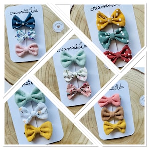 Barrette, bow, hair accessories for women, girls, teenagers, children, babies in cotton fabric