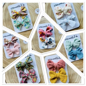 Barrette, bow knot, hair accessories for women, girls, teenagers, children, babies in cotton fabric
