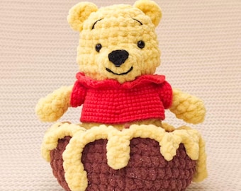Honey Bear Crochet Pattern: Amigurumi Plush with Honey Pot (PDF Tutorial)