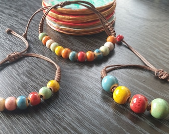 Bunte Keramik Bead einstellbare handgemachte Armbänder für Männer und Frauen