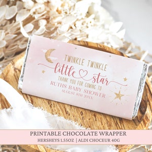 EDITABLE Baby Shower Chocolate Bar Wrapper | Twinkle Twinkle Printable Baby Shower Wrappers, Hersheys or Aldi Chocolate Bar Template BBTT03