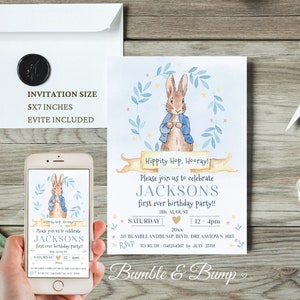 Peter Rabbit Printable Birthday Invitation Hippity Hop Hooray Bonus ...