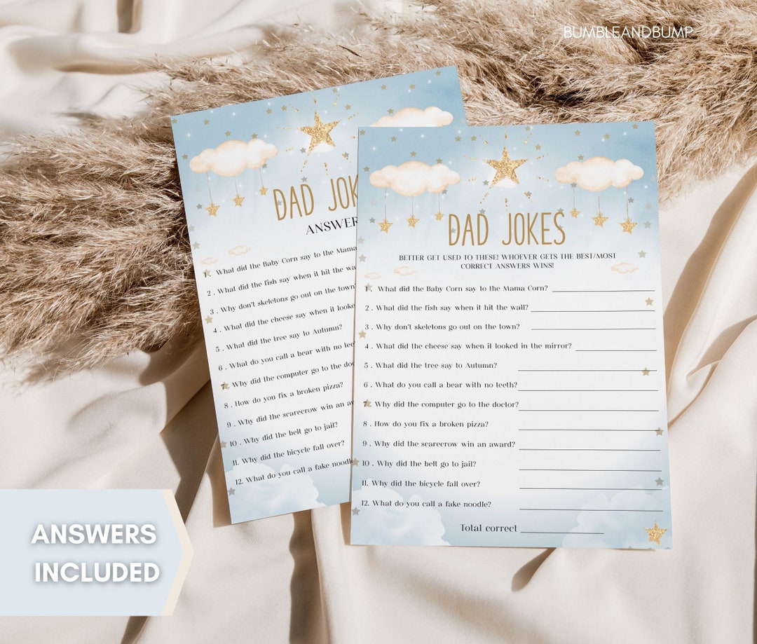 Dad Jokes Baby Shower Game Funny Printable Dad Jokes Baby Shower Game