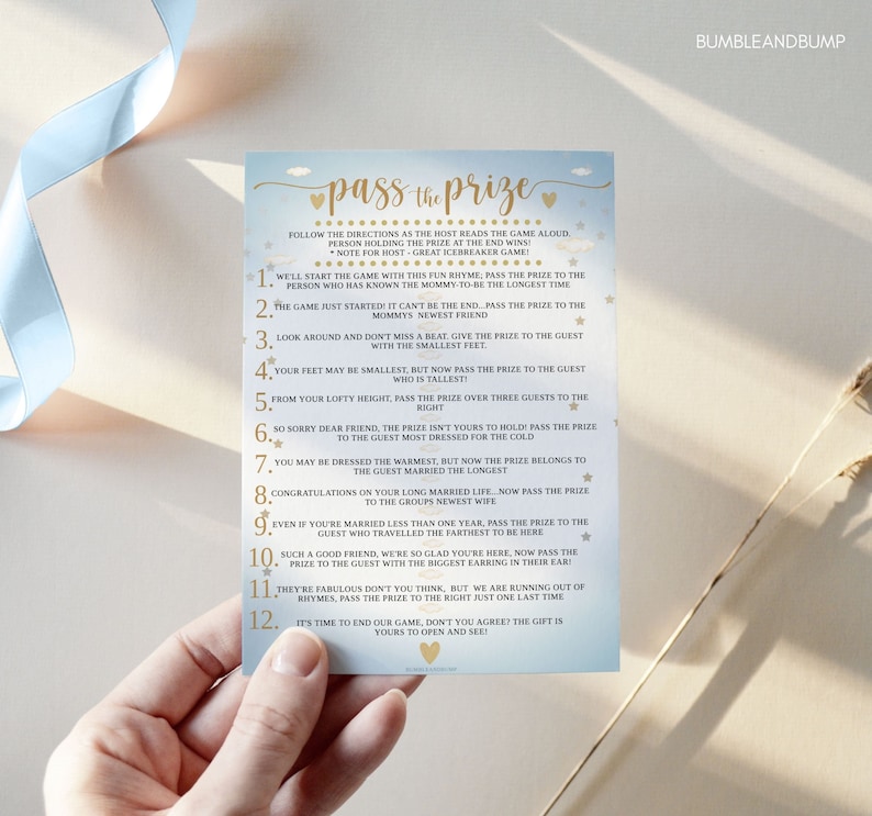 Pass the Prize Rhyme Game Printable Baby Shower Game Dusty - Etsy