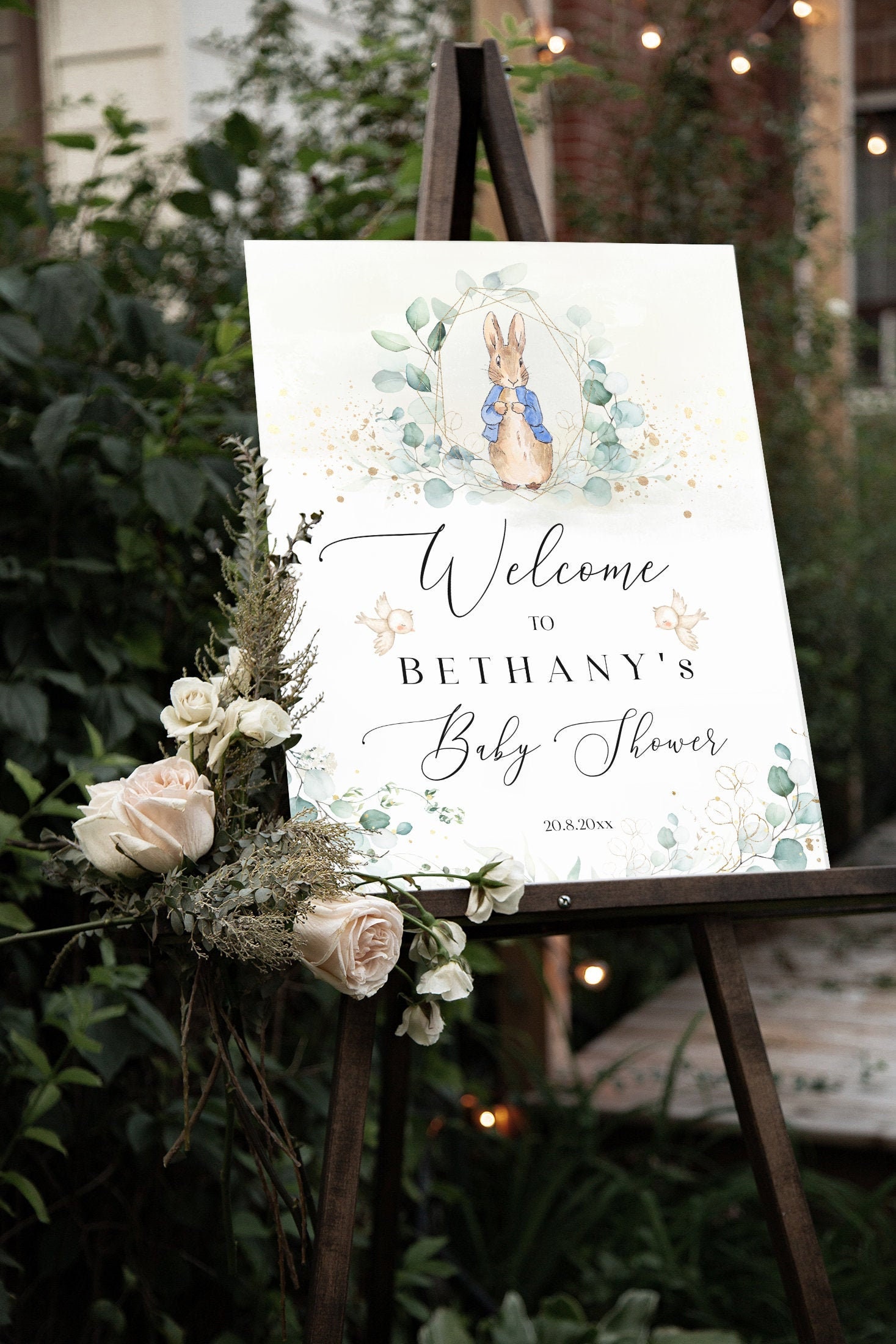 Peter Rabbit Baby Shower Welcome Sign | Greenery  | Gender Neutral We…
