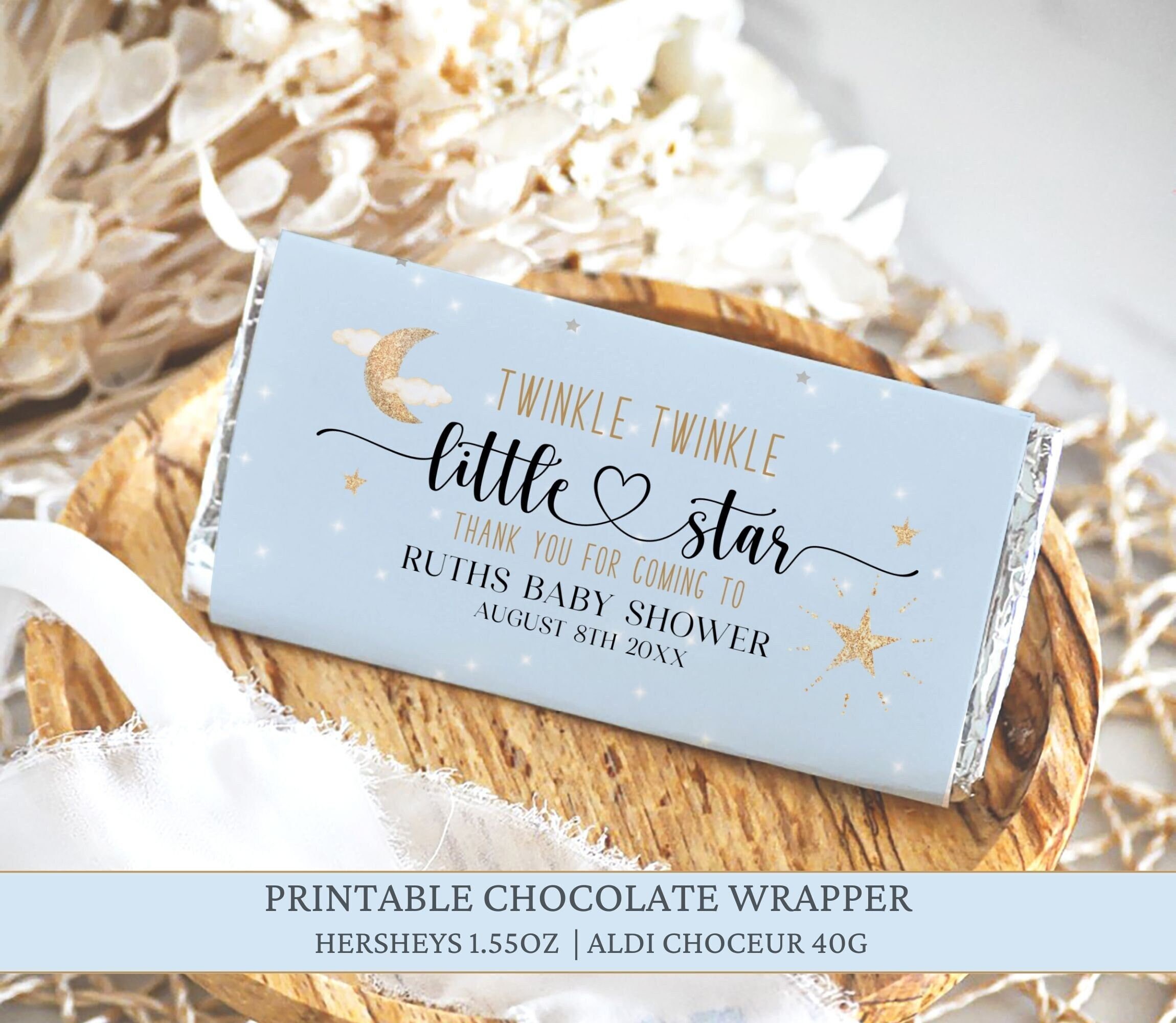 EDITABLE Baby Shower Chocolate Bar Wrapper Twinkle Twinkle