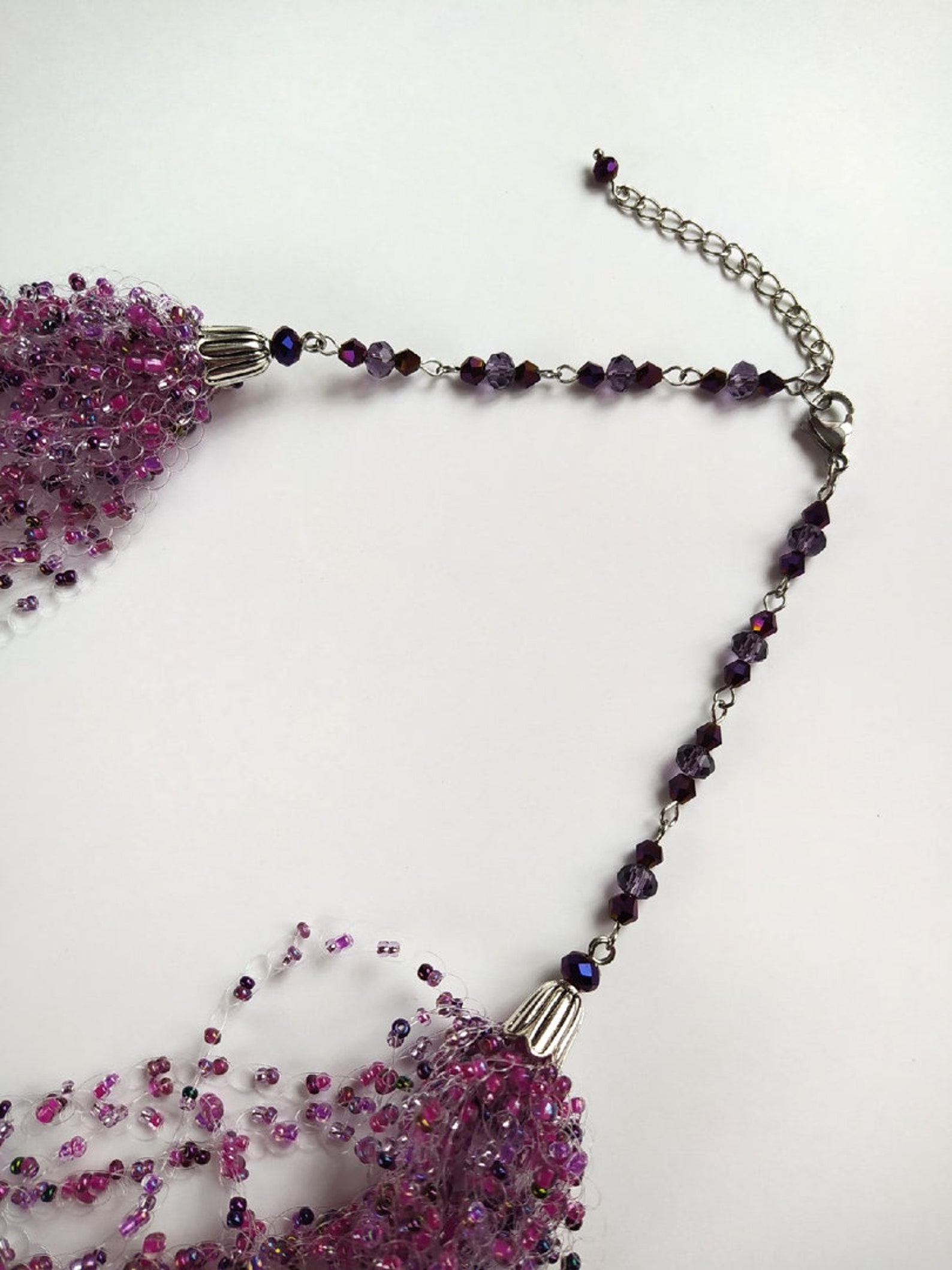 Purple beaded necklace Airy beaded necklace handmade multi Etsy