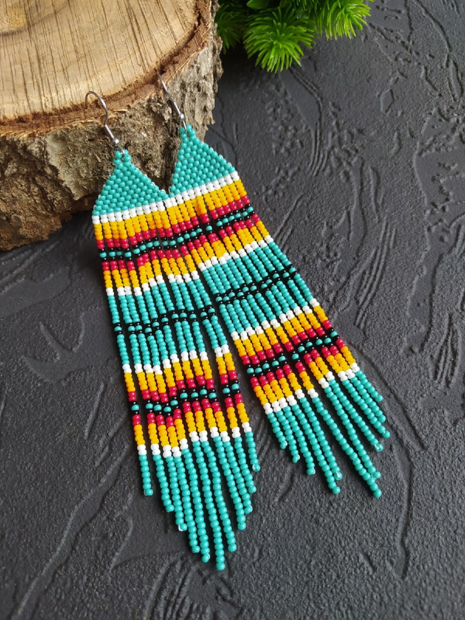 Long Fringe Earrings Beaded Turquoise American Indian Native Etsy long-fringe-earrings-beaded-turquoise-american-indian-native-etsy