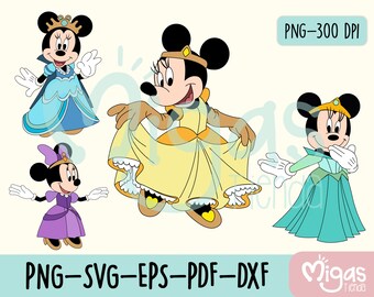 Minnie Princess Dress Queen SVG Clipart, Vector, Eps, Png, Pdf, Dxf