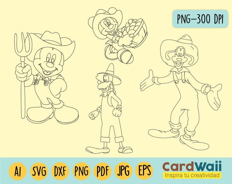 Mickey and Goofy Farmer SVG Clipart, Vector, Eps, Png, Pdf - Etsy