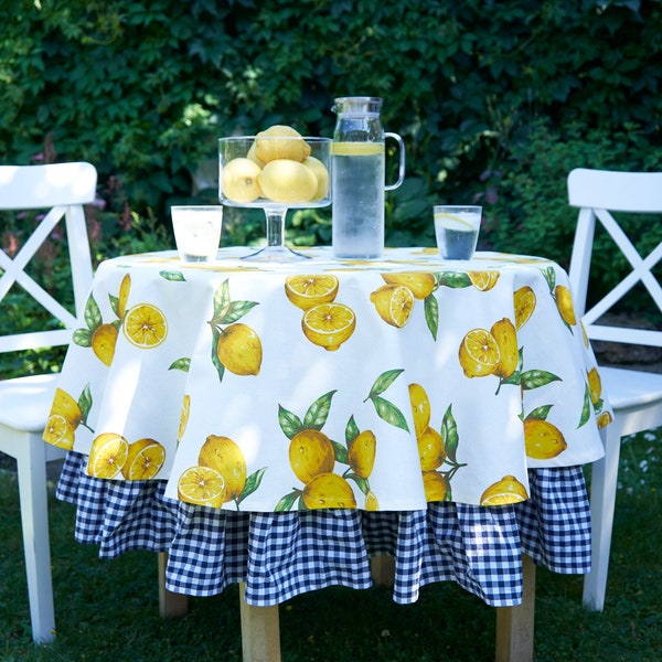 Nappe citron Nappe citron rond rectangle carré jardin terrasse Nappe été Nappe lumineuse cadeau pendaison de crémaillère toile coton