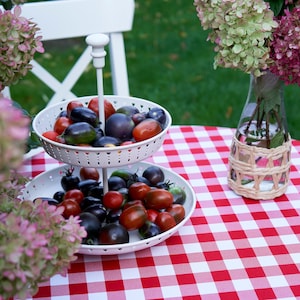 Checkered tablecloth Red and white Cotton Plaid Round Rectangle Ruffle tablecloth Gingham Vishy Vintage style Waterproof Garden Terrace