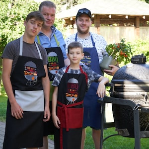 Barbecue apron Men apron Embroidered apron Black apron Waterproof Embroider BBQ Apron with pocket Grill apron Gift for him Gift for husband