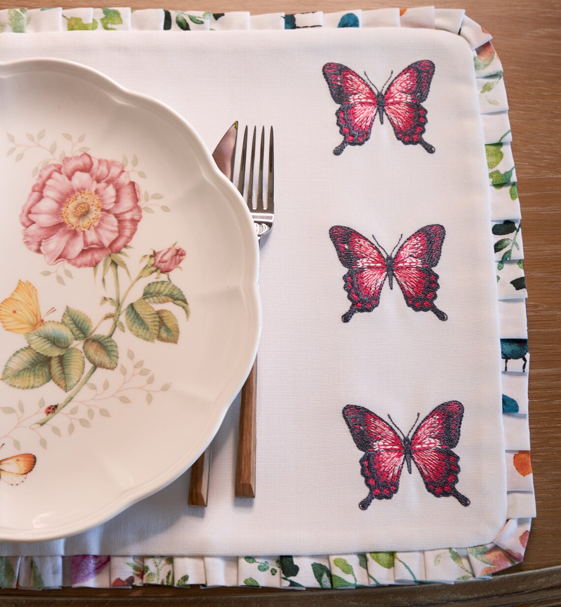 Set of 6 Butterfly placemats White fabric tablemats Etsy