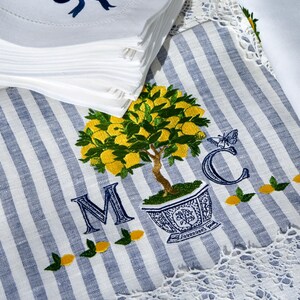 Custom order tea towel and napkins.