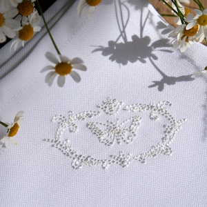 Embroidered Butterfly Napkins (Set of 2) - White Teflon Coated Polyester