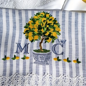 Custom order personalized tea towel.