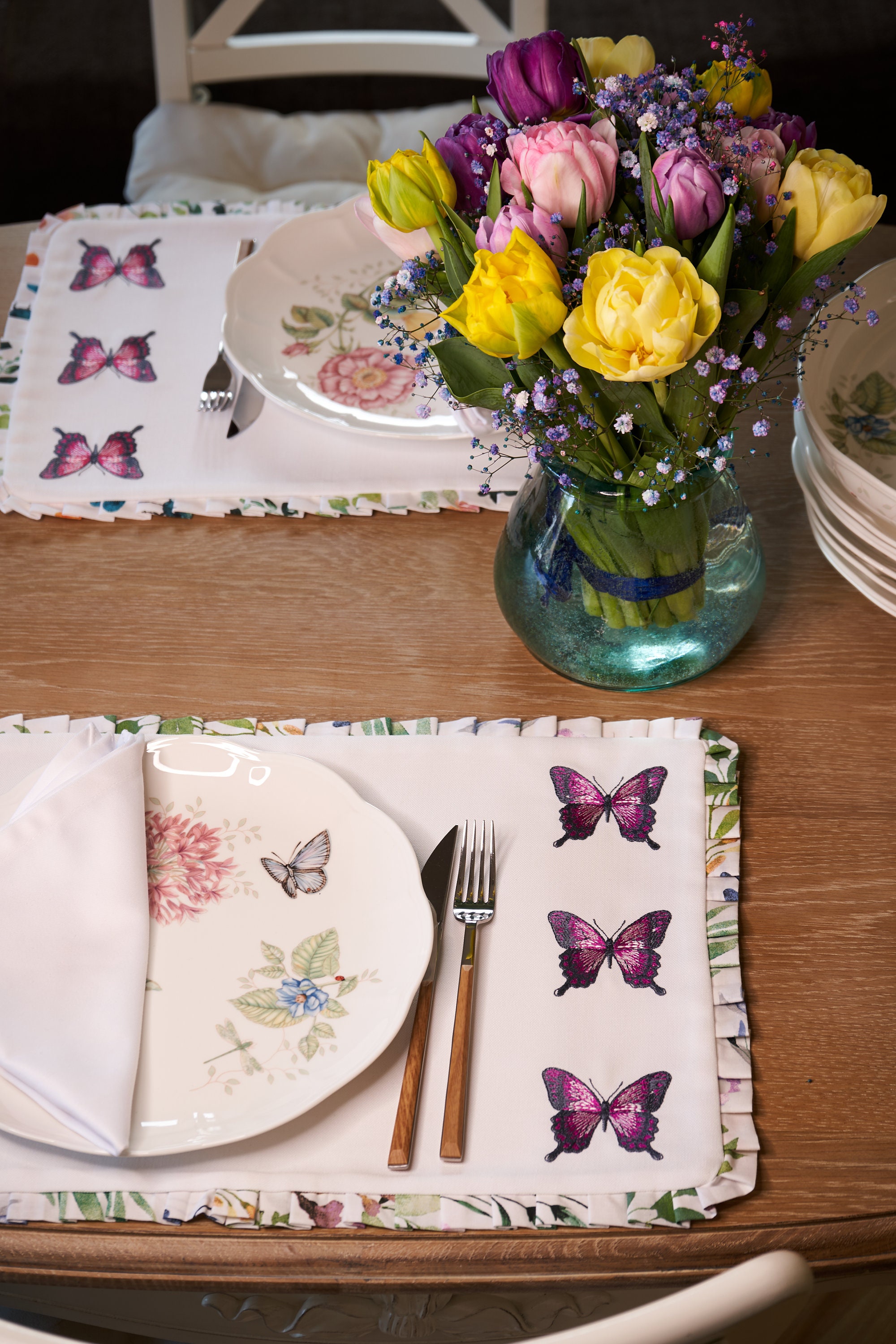 Set of 6 Butterfly placemats White fabric tablemats Etsy
