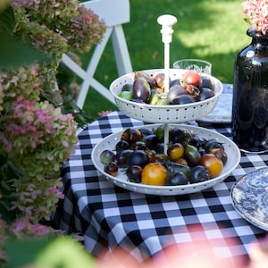 Black and White Checkered Tablecloth: Cotton Gingham Ruffle Waterproof