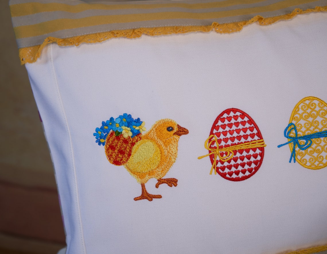 Easter pillow cover Embroidered pillow cases Embroidered chick Etsy