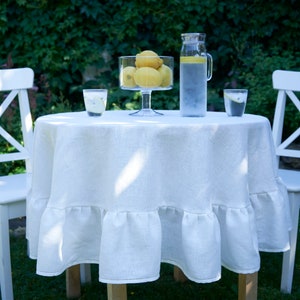Linen Tablecloth Underskirt: Ruffle Petticoat, Round, Square, Rectangle