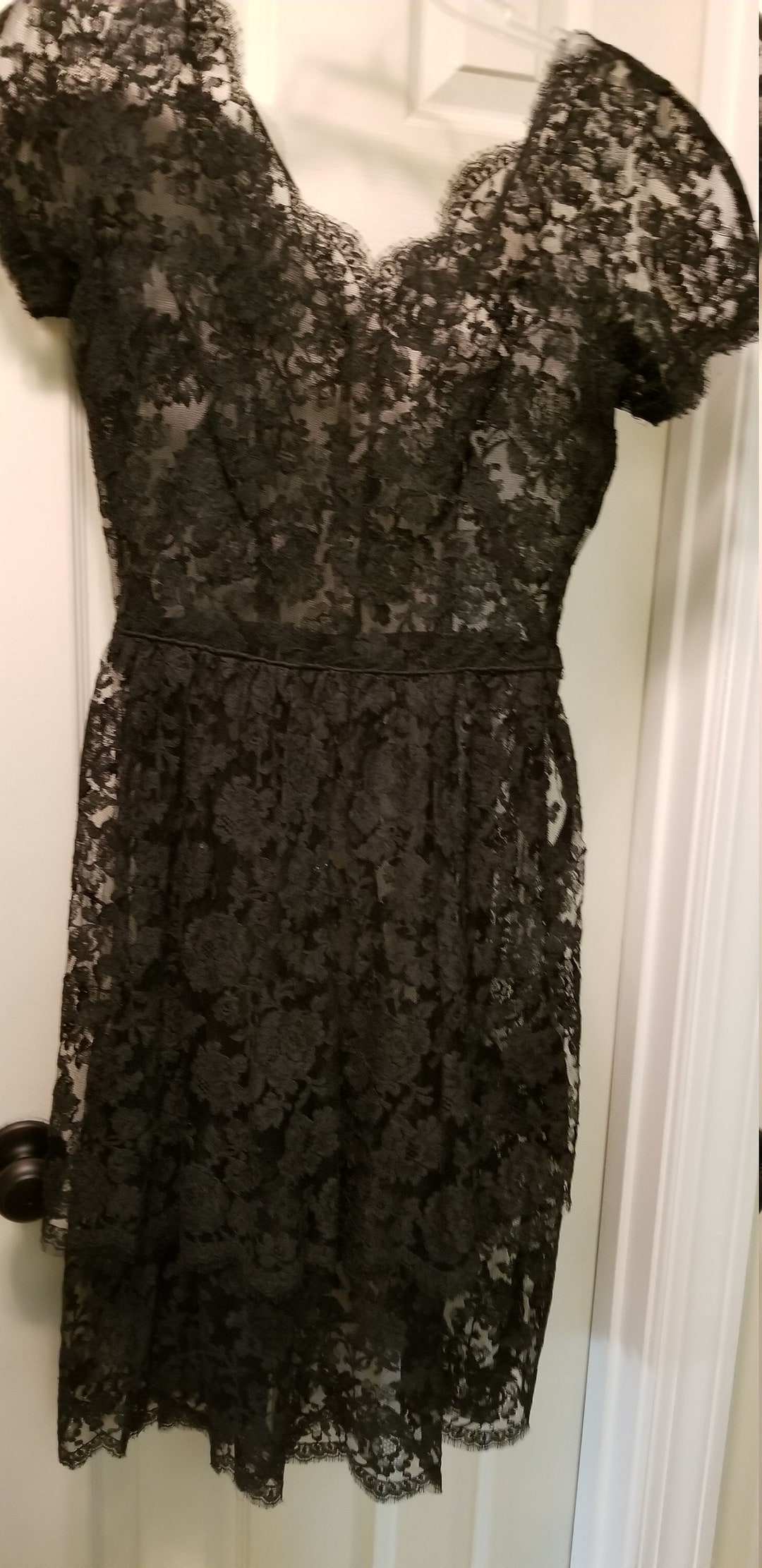 50s Vintage Black Robes De Cocktail Lace Applique Homecoming Dress Party Dress main image 1