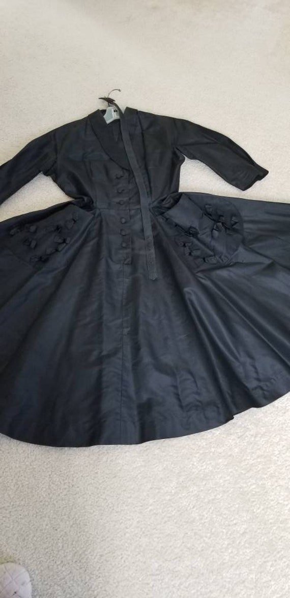 Gorgeous 1940's Black Taffeta Dress