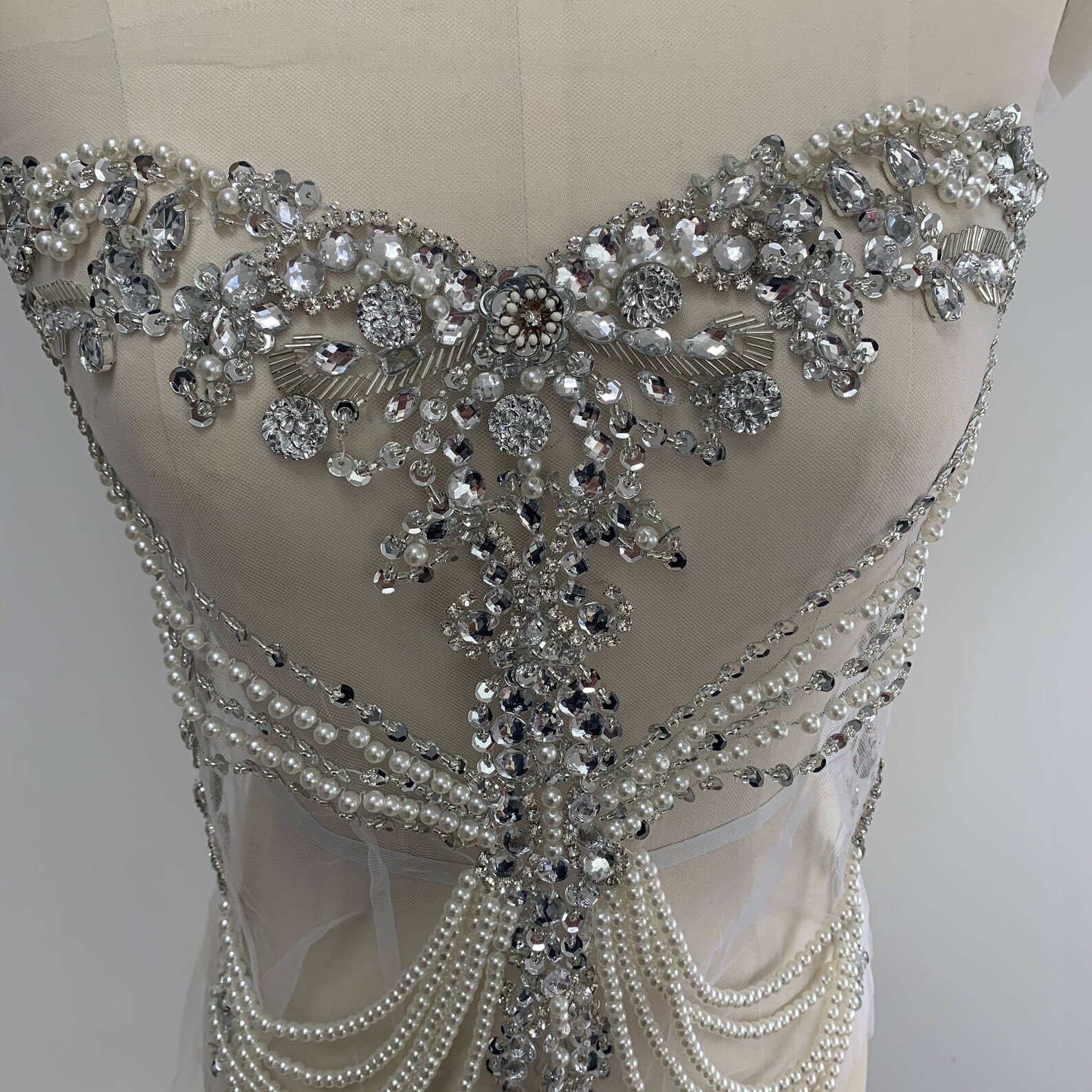 Luxurious corset rhinestone beaded applique heavy beads Etsy