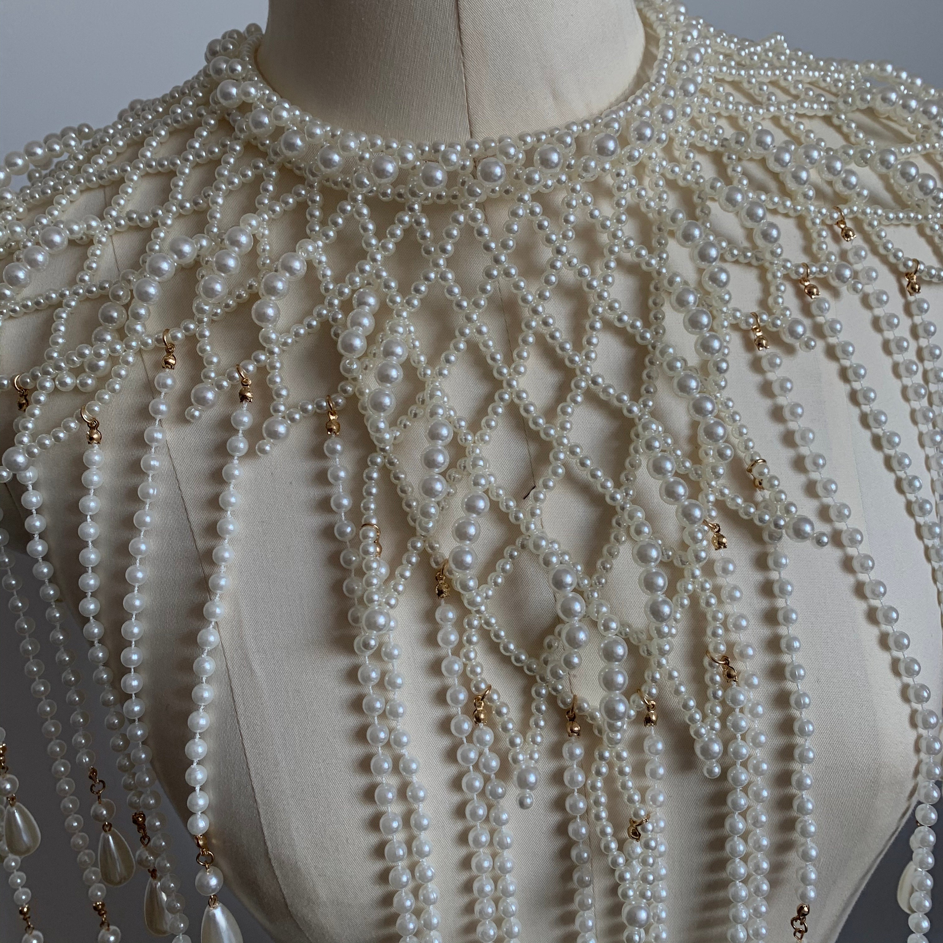 Pearl shawl body chain | Etsy