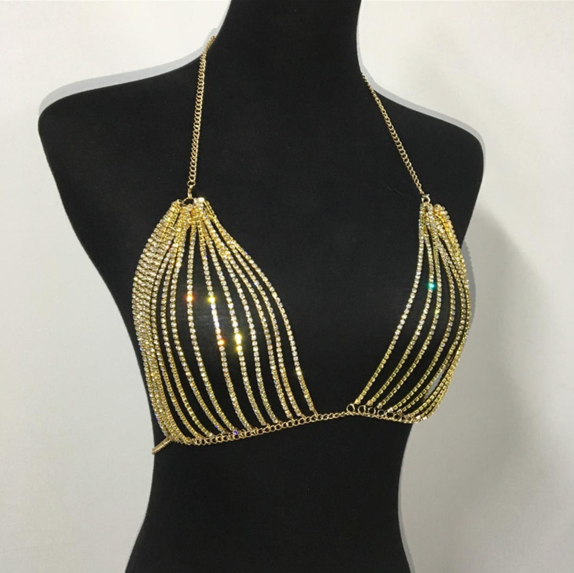 Fashion body chain bra rhinestone bra chain Etsy