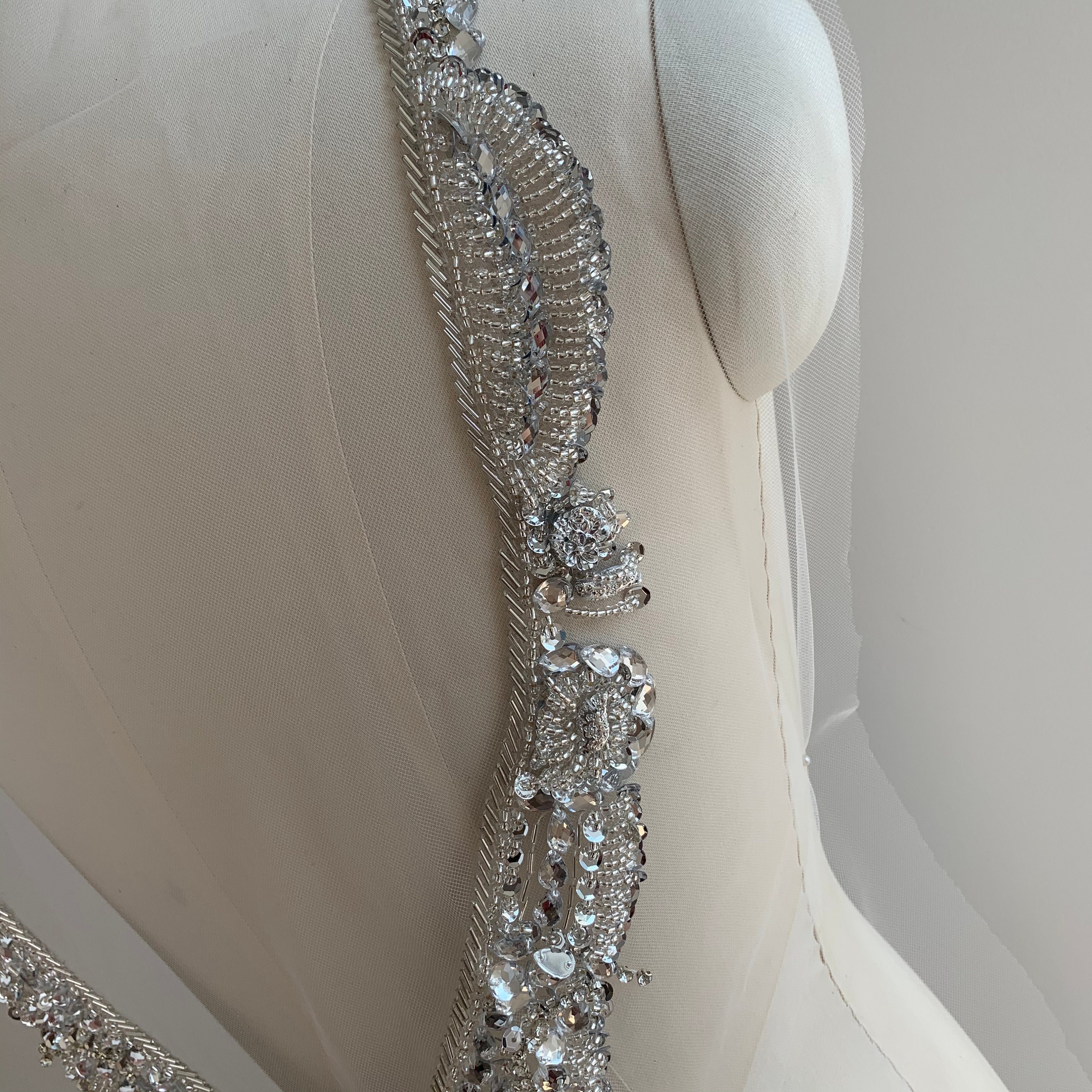 Silver Beaded Corset Back Rhinestone Applique Sewing DIY Bride Etsy