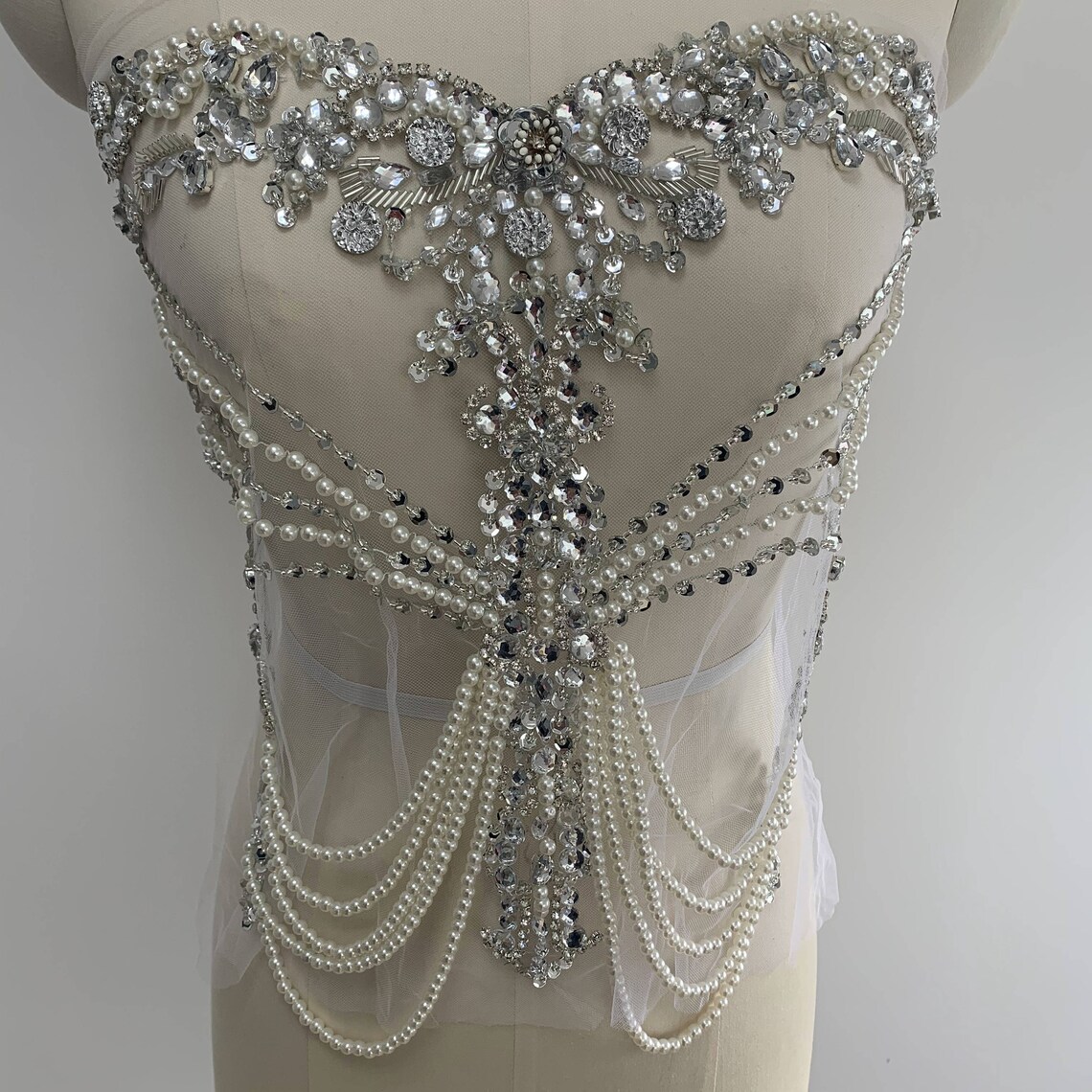 Luxurious corset rhinestone beaded applique heavy beads Etsy