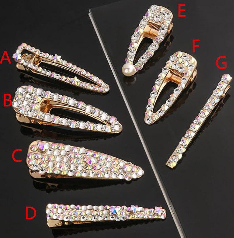 New style women/'s hairpin super flash rhinestone bangs clip simple duckbill clip