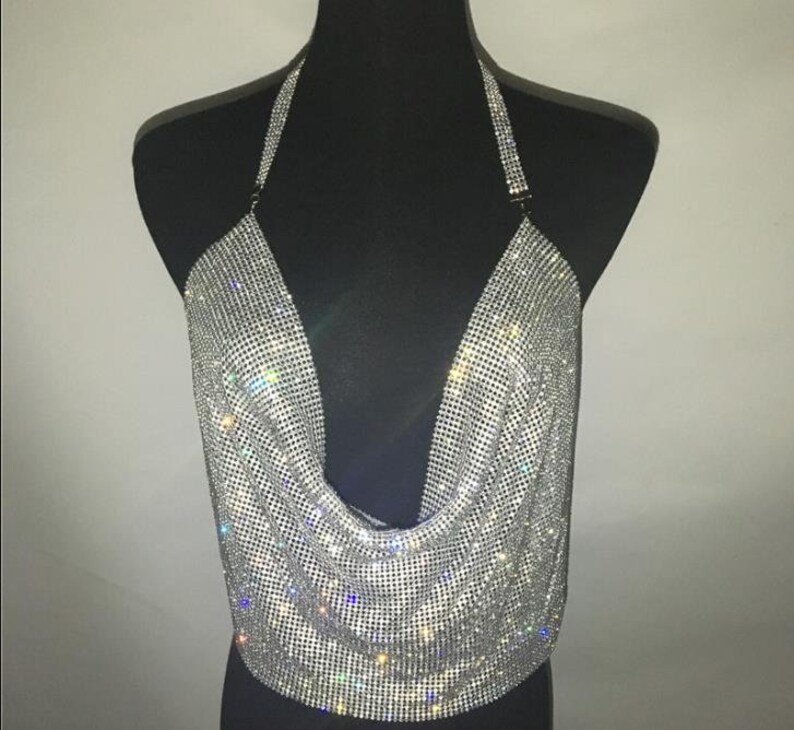 Rhinestone crystal crop top Etsy