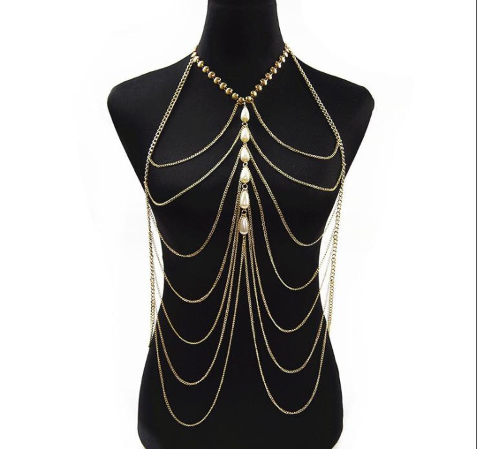 Sexy pearl body chain multilayer pearl body jewelry Etsy