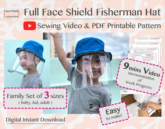Tutorial Full Face Shield Kid Sun Hat Sewing Video And Pattern Etsy
