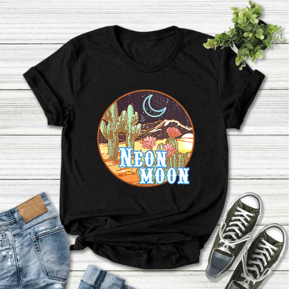 Neon Moon Shirt Western Shirts Western Style Bleached Shirt | Etsy