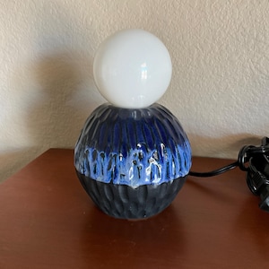 Handmade Ceramic Lamp, Table Lamp, Desk Lamp, Blue Overtop Black
