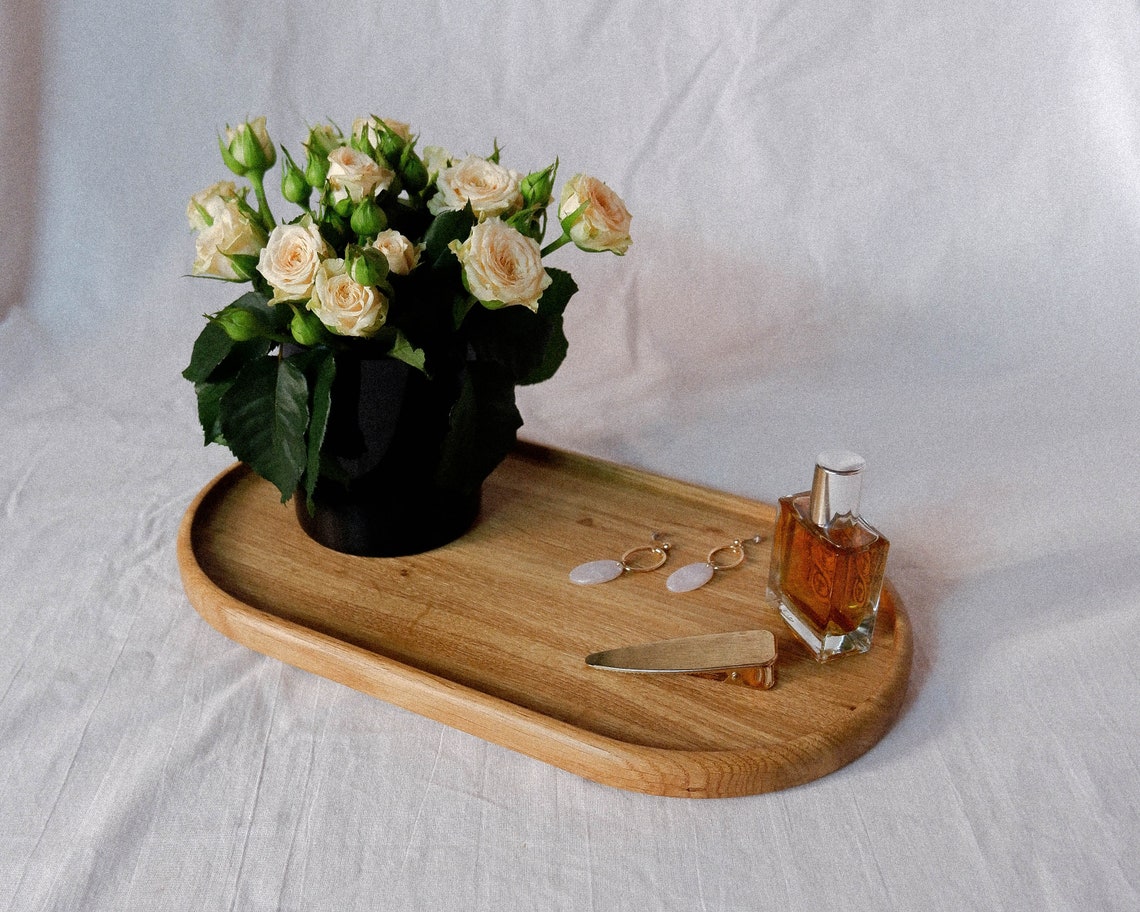 Oak Wood Tray Oval Tray Medium Size Tray Catch All Tray Etsy