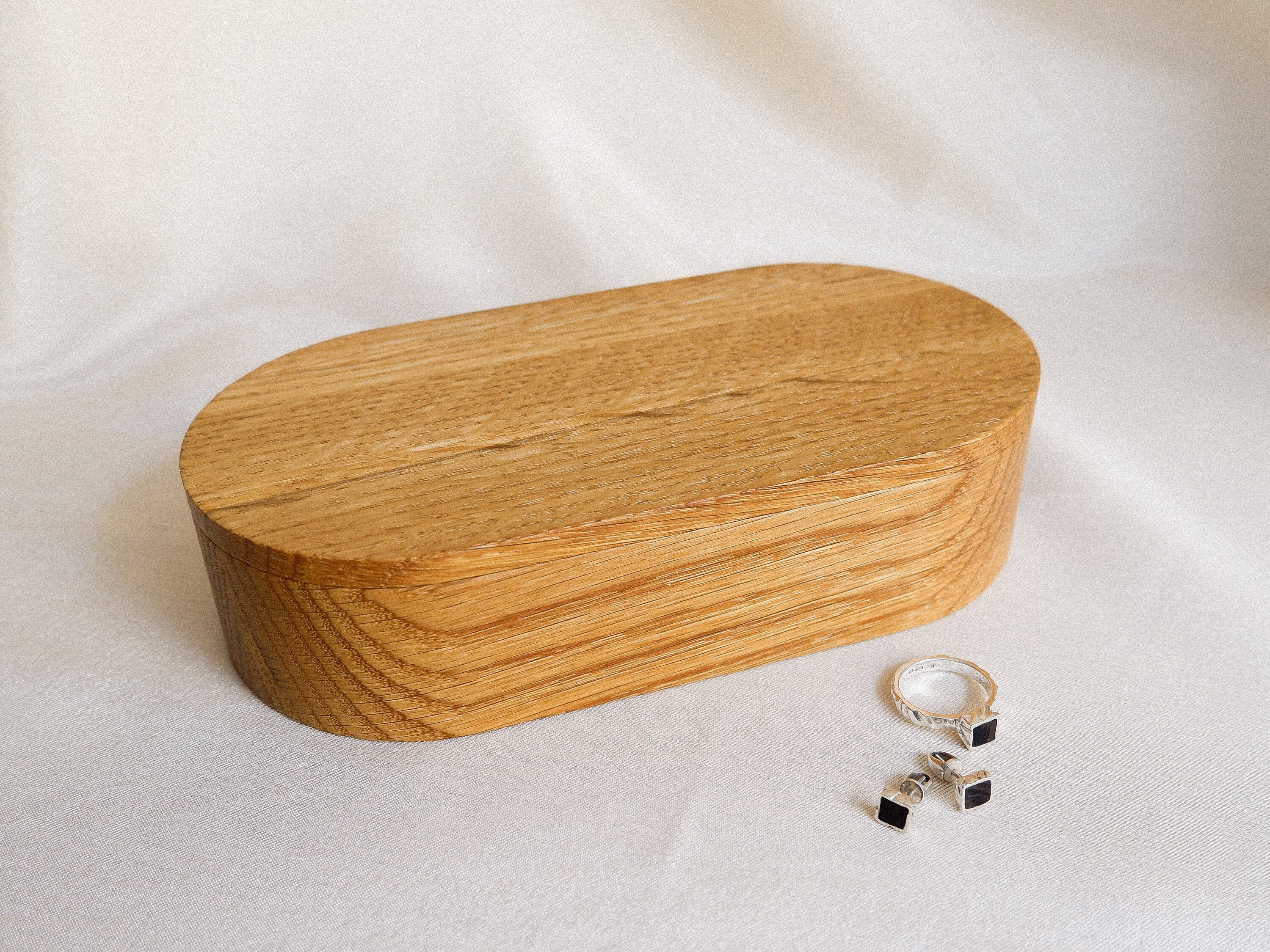 Oak jewelry box/ Oval jewelry case/ Trinket box/ Wooden Etsy