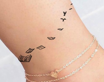 Mini temporary Tattoo / Book Birds Tattoo / Beautiful Tattoo